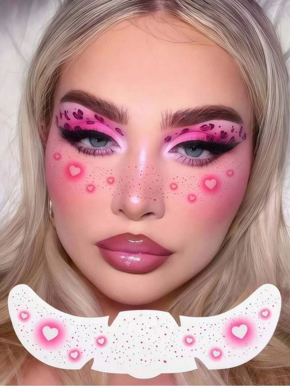 6 Sheet Pink Freckles Face Tattoo Waterproof Y2K Temporary Tattoos Pink Heart
